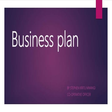 BUSINESS PLANNING IN CO-OPERATIVES