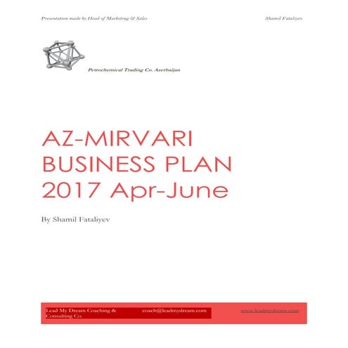 Demo Example of Business plan for petrochemical company