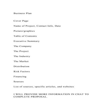 Business PlanCover Page  Name of Project, Contact Info, Da.docx