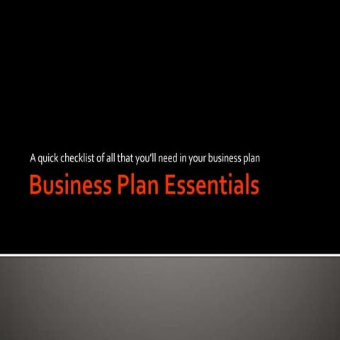 Business plan essentials