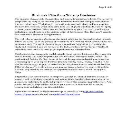Business Plan For A Startup Business July