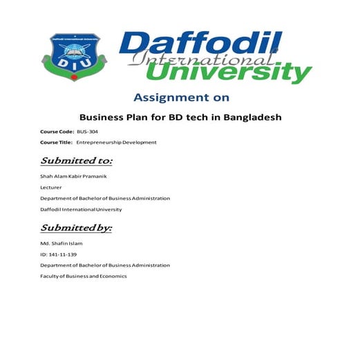 Business Plan Assignment Sample | PDF