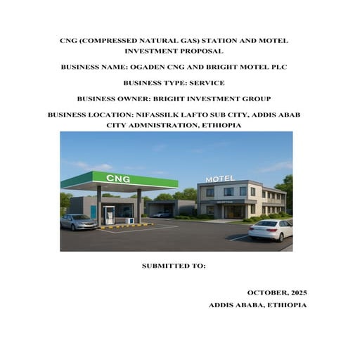 Business Plan for CNG ( Compressed Natural Gas) Station and Motel in Nifas Si...