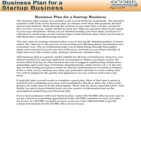 Business plan for startup business