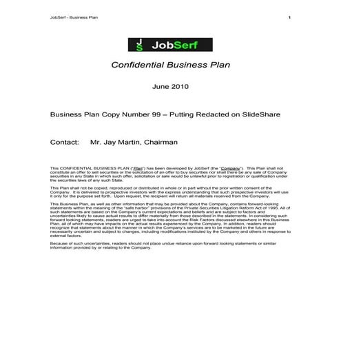 523 Business Plan Example - Long Version - JobSerf