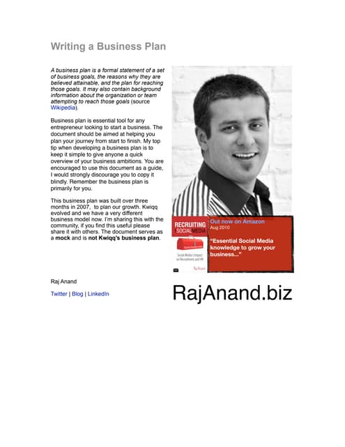 Business Plan template to ‘Grow a business’