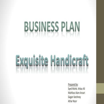 Business plan on exquisite handicraft