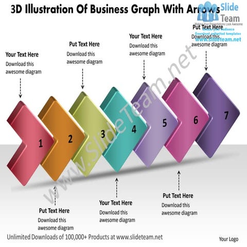 Business plan presentation template 3d illustration of graph with arrows powe...