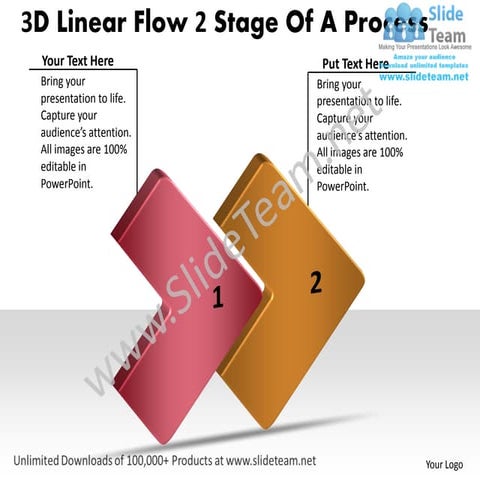Business plan presentation template 3d linear flow 2 stage of process powerpo...