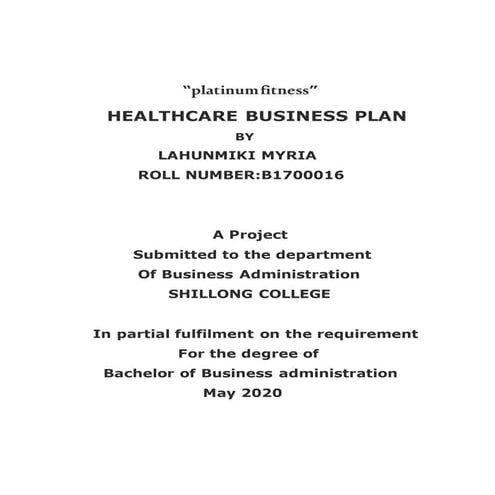 BUSINESS PLAN PROJECT SAMPLE