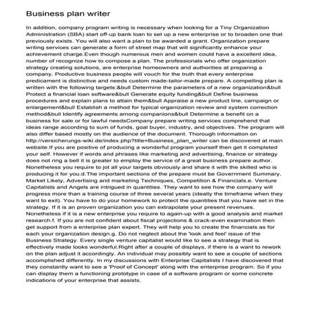 Business plan writer