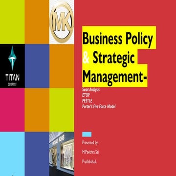 Business policy & Strategic management: SWOT,ETOP,PESTLE,PORTER's FIVE MODEL ...
