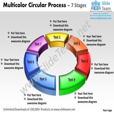 Business power point templates 3d animated multicolor circular process sales ...