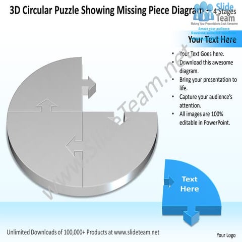 Business power point templates 3d circle problem solving puzzle piece showing...