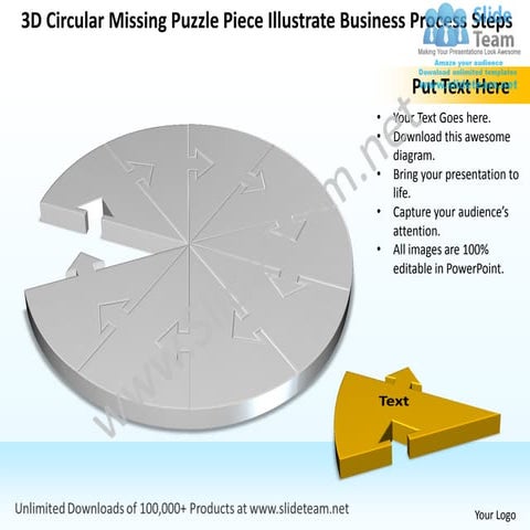 Business power point templates 3d circular missing puzzle piece illustrate pr...