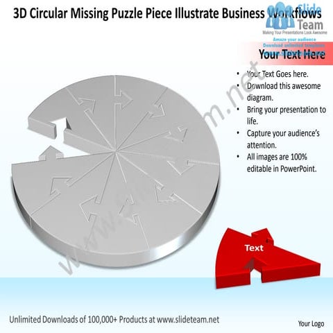 Business power point templates 3d circular missing puzzle piece illustrate wo...