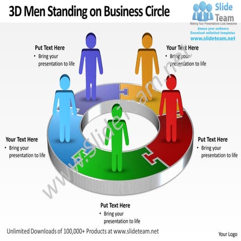 Business power point templates 3d men standing on circle sales ppt slides