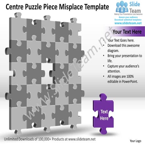 Business power point templates centre puzzle piece misplace sales ppt slides