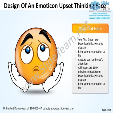 Business power point templates design of an emoticon upset thinking face sale...