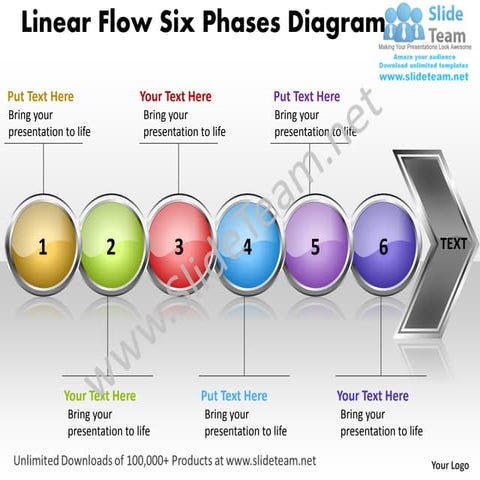 Business power point templates linear flow six phases diagram free sales ppt ...