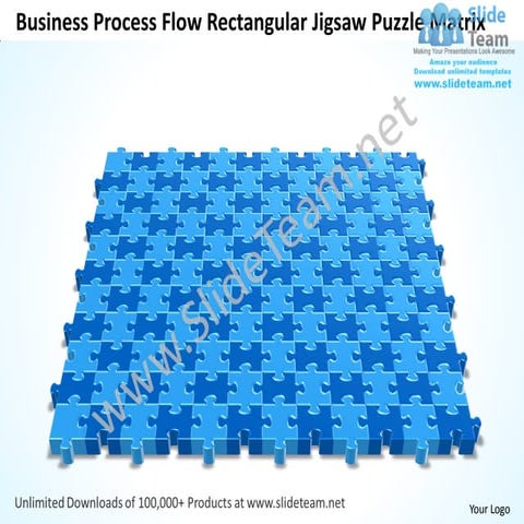 Business power point templates process flow rectangular jigsaw sales puzzle m...