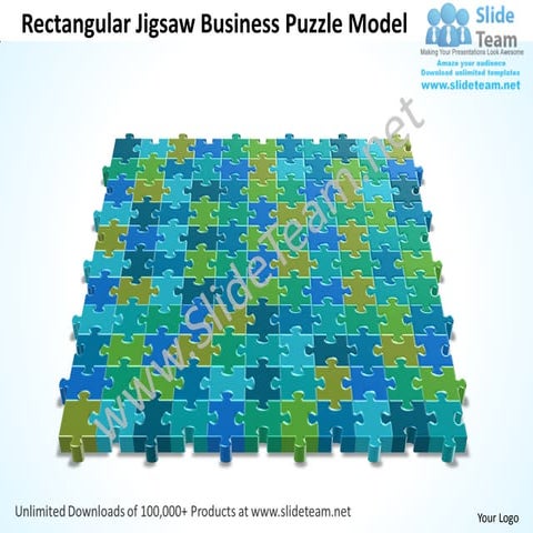 Business power point templates rectangular jigsaw puzzle model sales ppt slides