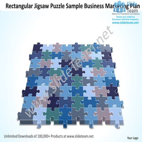 Business power point templates rectangular jigsaw puzzle sample marketing pla...