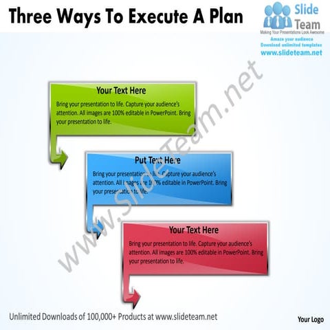 Business power point templates three ways to execute plan sales ppt slides