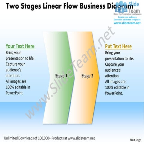 Business power point templates two stages linear flow diagram sales ppt slides