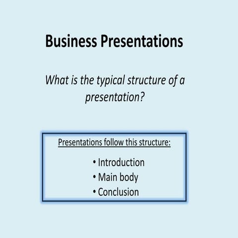 Business presentations - Structure and useful language