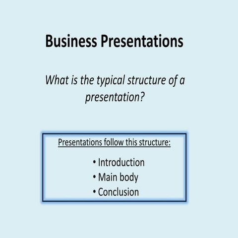 Business presentations structure & language
