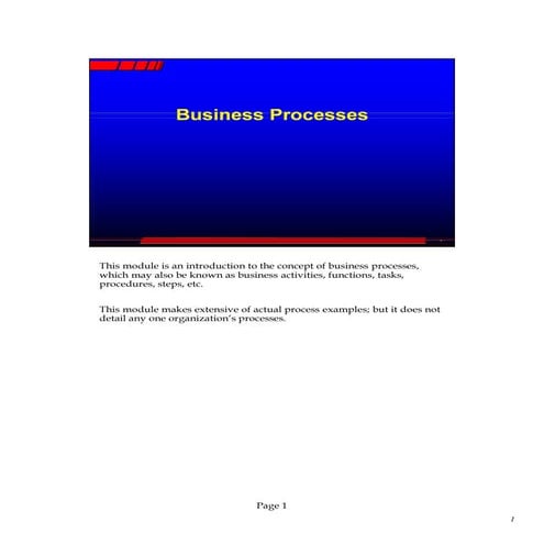 Introduction to BUSINESS PROCESSES, how to analyze them, and how their analys...