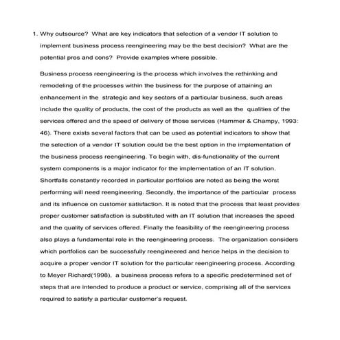 Business process reengineering