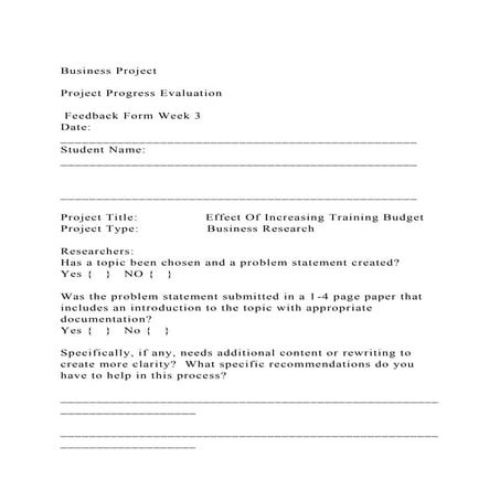 Business ProjectProject Progress Evaluation Feedback Form .docx