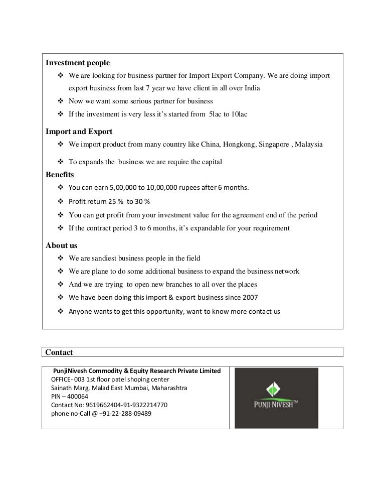 Business Proposal Investment