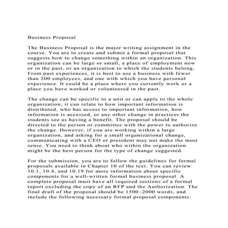 Business ProposalThe Business Proposal is the major writing .docx