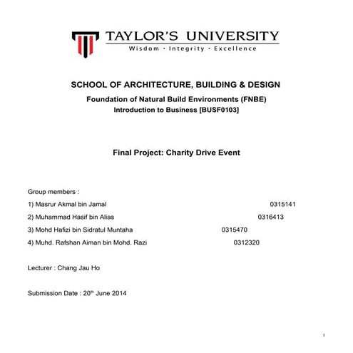 Business Charity Drive Report (akmal group) 