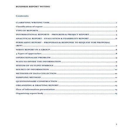 Business report writing notes