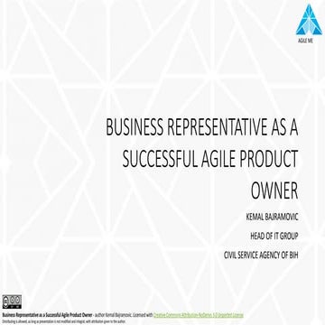 Business Representative as a Successful Agile Product Owner by Kemal Bajramović