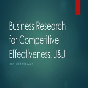 Business research for competitive effectiveness, j&j