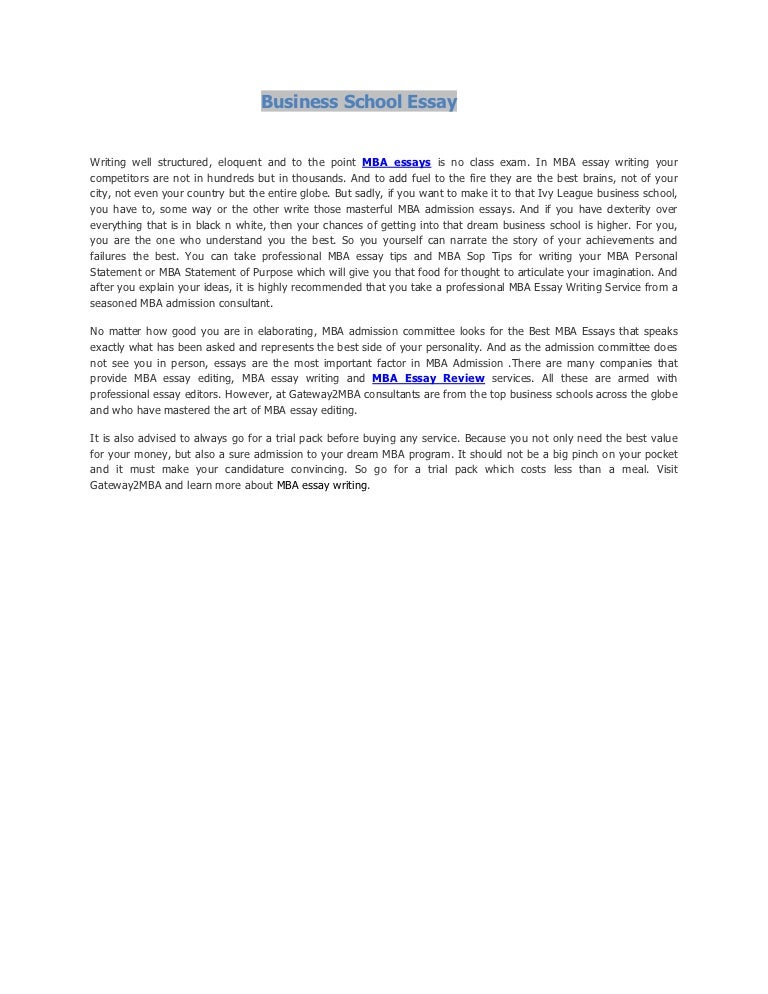 Business school essay