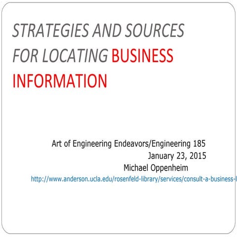 Business searching for engineering 185 fri am power point january 23 2015