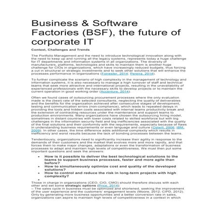 Business & Software Factories (BSF), the future of corporate IT