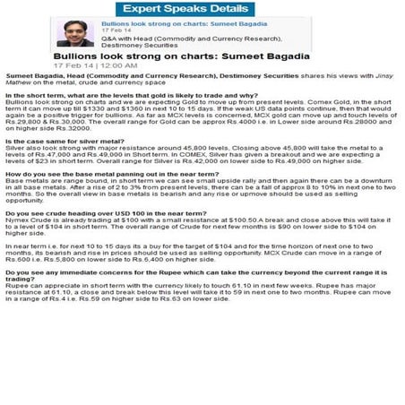 Business Standard Article on 17.02.14