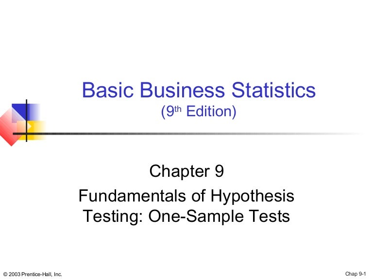 Business Statistics Chapter 9