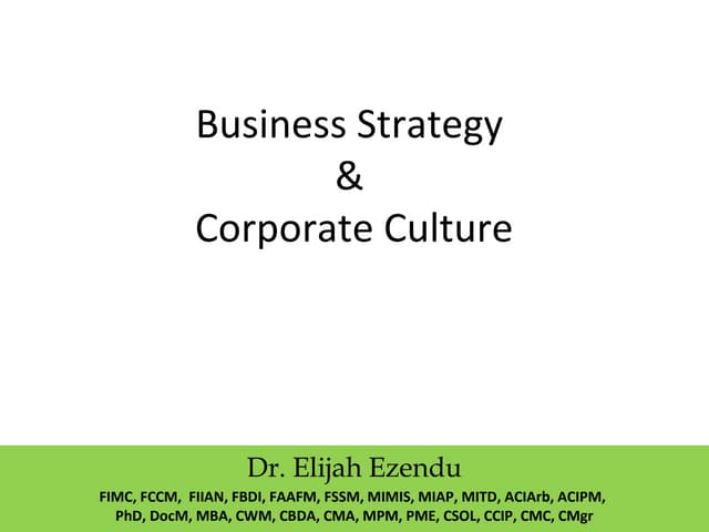 Business Strategy and Corporate Cul...