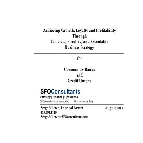 Business Strategy for Banks and Credit Unions