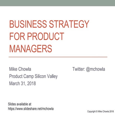 Business Strategy for Product Managers (2018)