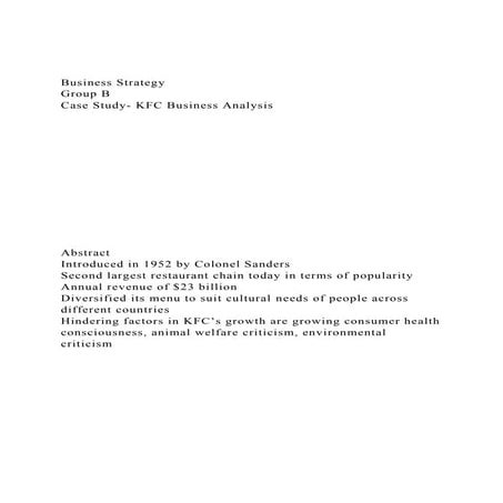 Business StrategyGroup BCase Study- KFC Business Analysis.docx