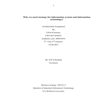 Why we need strategy for information system and information technology?